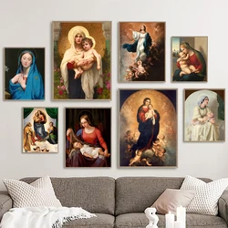 Virgin Mary Baby Portrait Painting On Canvas Posters Religion Wall Art Canvas Prints Christian Sacred Wall Pictures Home Decor