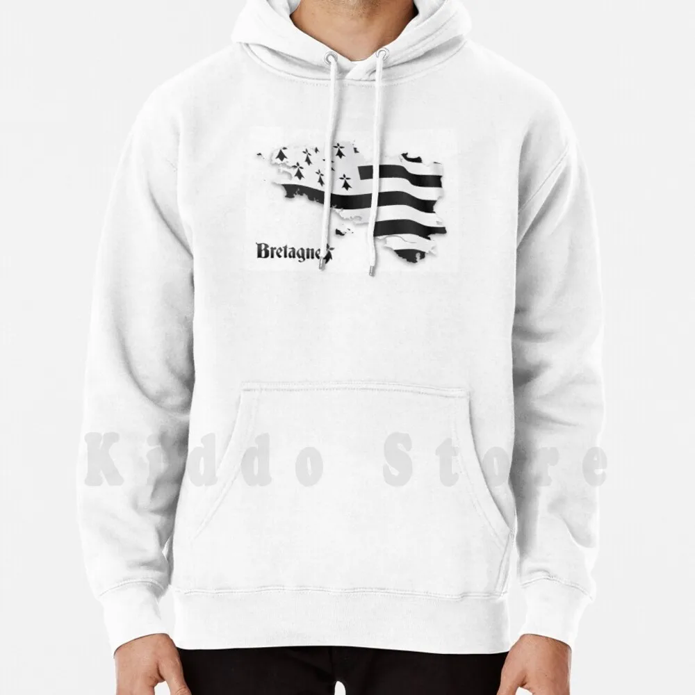 Bretagne United Flag Map Hoodies Long Sleeve Bretagne Breizh Breton Map Brittany France Flag Drapeau Gwen Ha Du