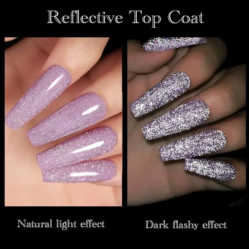 LILYCUTE 7ml Reflecterende Glitter Top Coat Gel Nagellak Fonkelende Auroras Laser Semi Permanente Losweken UV Nail Art Gel vernis