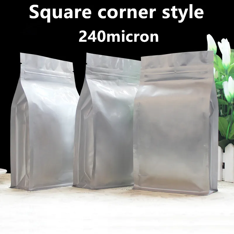 50pcs Pure Aluminum Foil Ziplock Resealable Bag Thick Corn Fruits Biscuit Coffee Beans Sunproof X-mas Gift Packaging Pouches