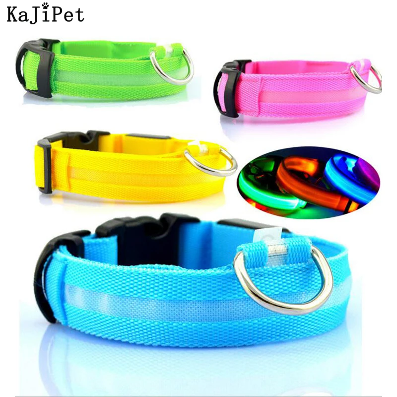 LED Pet Nylon Dog Collar Light Night Safety Flashing Glow In The Dark Dog Leash Dogs Luminous Fluorescent Collars Collar Perro