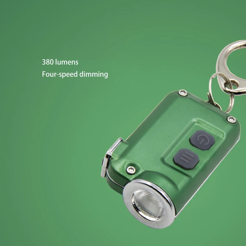 Mini Portable White LED Flashlight, USB Rechargeable Keychain, Backpack Light with Battery, Small Pocket, Dual Switch