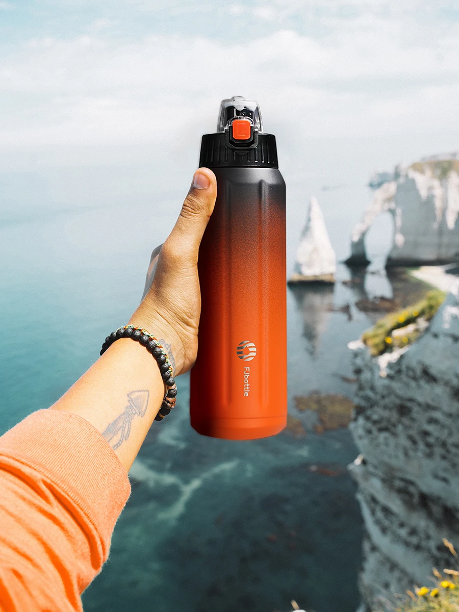 FEIJIAN Thermos double paroi, bouteille de sport, 600 ml, acier inoxydable 18/10, flacon sous vide, gobelet isolé, anti-fuite, personnalisé