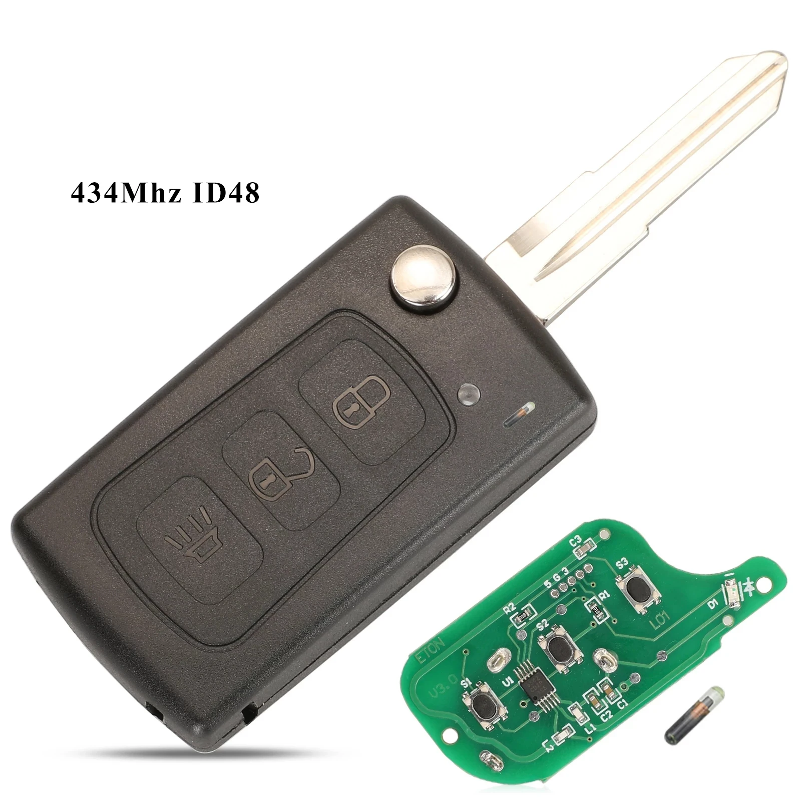 KEYECU Chiave telecomando di ricambio Flip 3 pulsanti FOB 434Mhz con chip ID48 per Great Wall Hover h3 h5 GWM Haval H3 H5 Steed