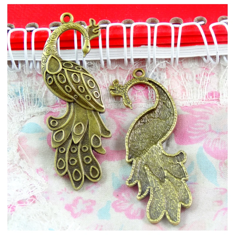

Подвески-шармы для ювелирных изделий, 61x21 мм, 10 шт., подвески в виде павлинов