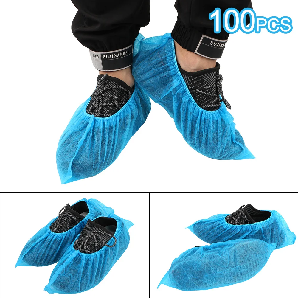 Elastic Band Anti-Slip Shoe Covers Breathable Dustproof 100PCS Disposable Shoe Covers Non-Woven Fabric Overshoes