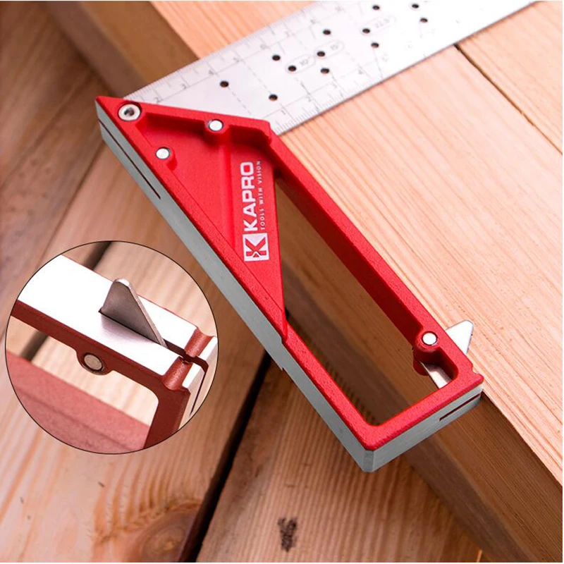 KAPRO Stainless steel High precision 90 degrees Square Woodworking Label Underline Turn ruler architecture Measuring ruler