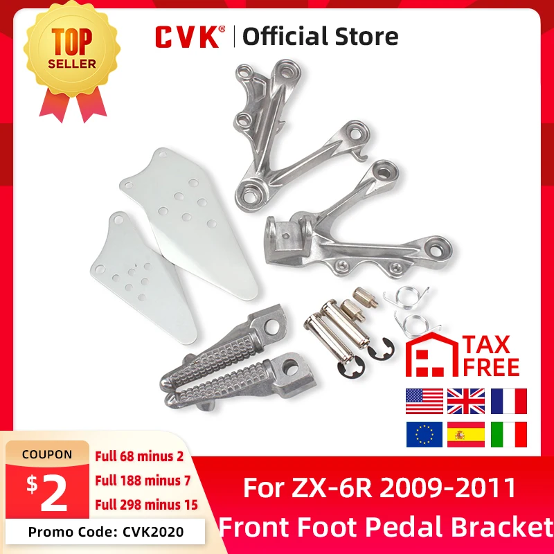 

CVK Front Foot Rests Pedal Bracket Assembly Kit For Kawasaki ZX-6R 2009 2010 2011 Motorcycle