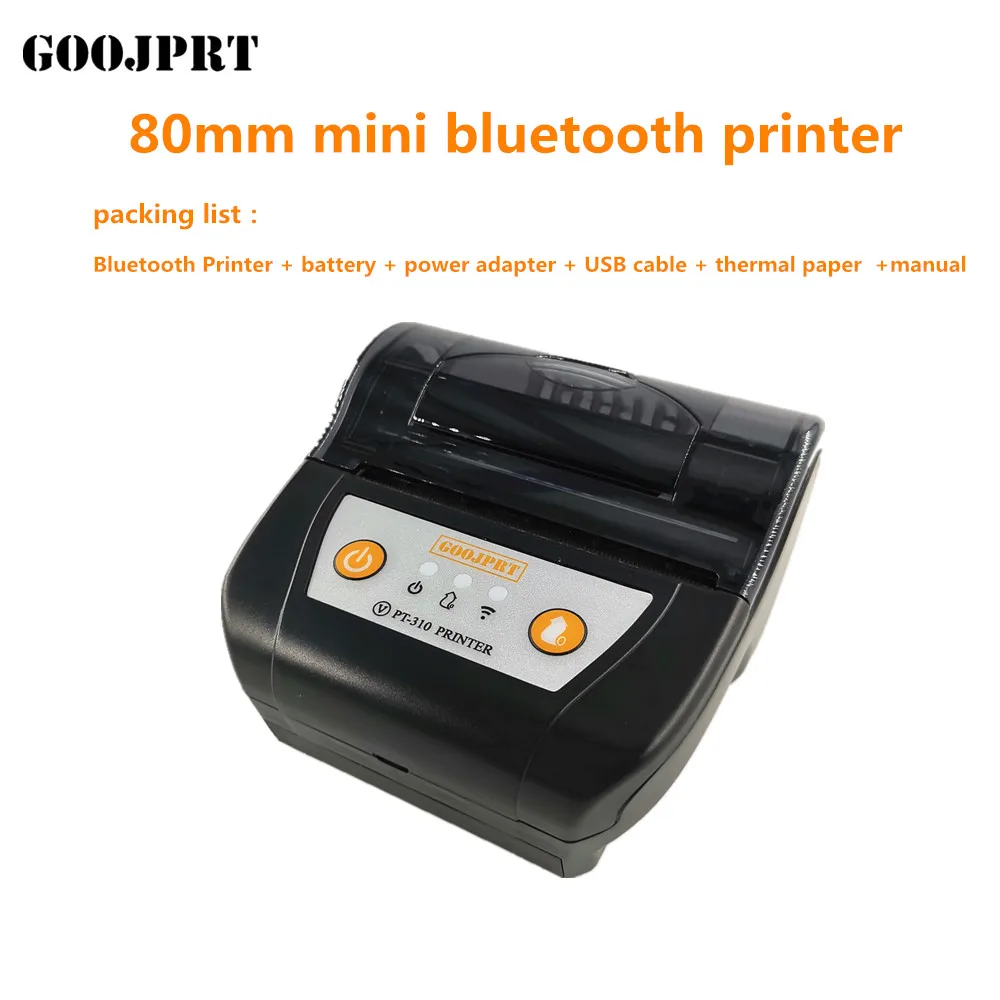 GOOJPRT 80mm Thermal Receipt Printer ESC/POS Command Compatible with Phone and Computer Wilress Bluetooth Thermal Printer