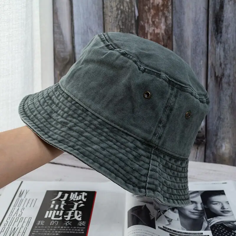 Summer Washed Denim Bucket Hats Women Foldable Fisherman Hat Men Fashion Bob Caps Hip Hop Gorros Men Women Panama Bucket Cap