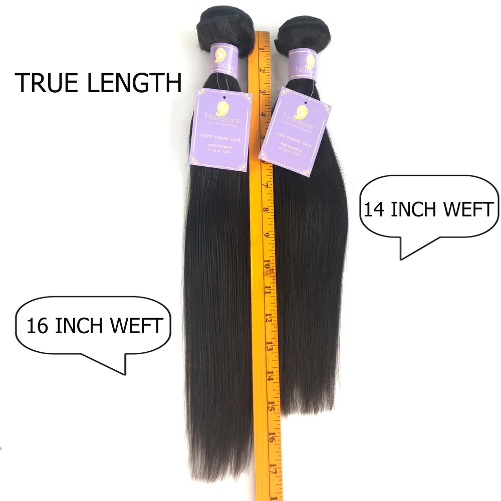 Natacee 12A Brazilian Human Hair Bundles Weave Straight Women Virgin Hair Extensions Weft Bundles Unprocessed with Lace Closure