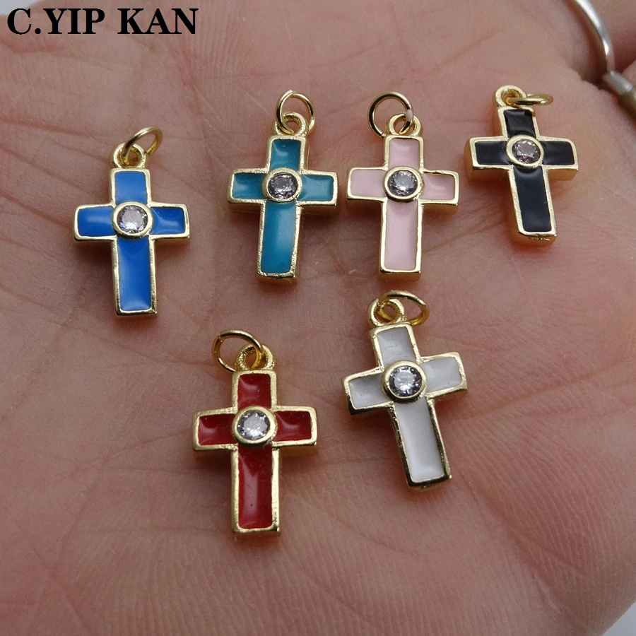 Die kreuz wenig anhänger magische auge charms Tropfen öl micro zirkon gold überzogene anhänger DIY armband halskette fußkettchen zubehör