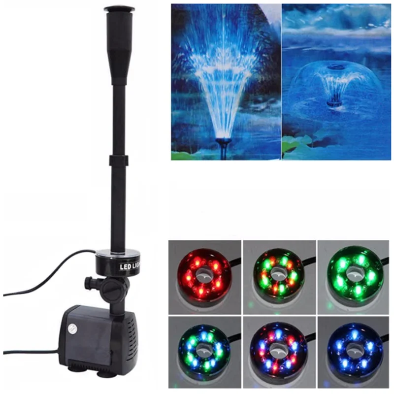 

HONGYI Aquarium Fish Pond LED Submersible Water Pump Garden Fountain Pump with LED Light Changing Fountain Maker 40W 2000L/H