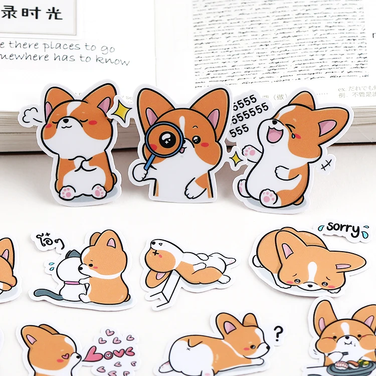 40pcs/lot Cute corgi Sticker Diy Album Scrapbooking Diary Planner Journal Sticker Decorative Label For Kids