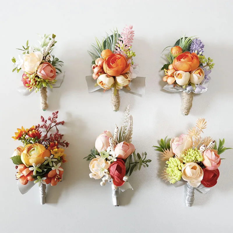 

Boutonniere Pin Wedding Accessories Floral Artificial Flowers for Groom Celebration Guests Wedding Brooch