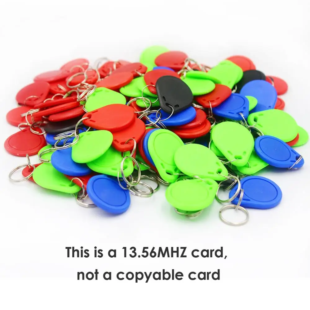 100pcS/lot 13.56MHz IC M1 Keyfobs Tags Access Control RFID Key Finder Card Token Attendance Management Keychain key