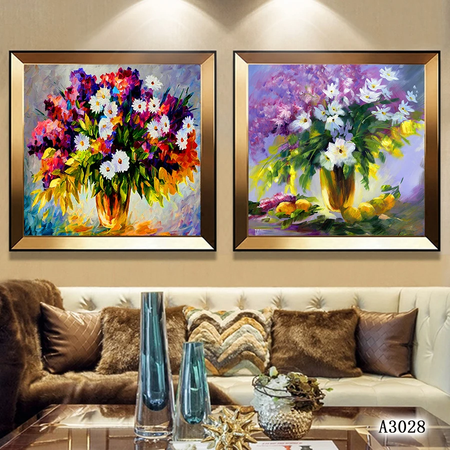 Abstract Oil Painting Print on Canva 2pcs Modular Color Flower Canvas Art Printing Canvas Painting Wall Art Picture Home Decor