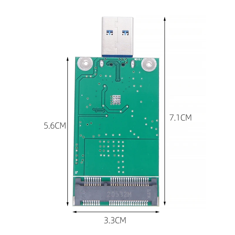 Mini USB 3.0 to PCIE mSATA External SSD PCBA Conveter Adapter Card Case mSATA to USB Board Supports 30*30 30*50 mSATA Hard Drive
