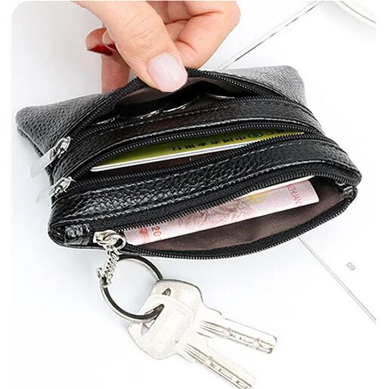 3 Pouch Pocket Wallets Women Small PU Leather Coin Purse Zipper Change Money Bags Key Holder Case ID Card Holde Zipper Purses