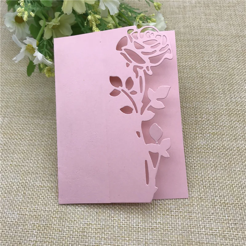 Matrices de Découpe en Métal avec Bordure de Feuilles de Rose, Pochoirs, Scrapbooking, Dossier de Gaufrage Décoratif, Carte en Papier en Acier au