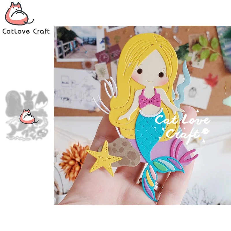 Catlove Mermaid Girl Metal Cutting Dies Scrapbooking Mold Stencil Die Cuts Card Making DIY Craft Embossing New Dies For 2021