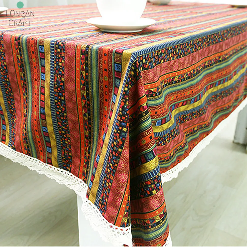 Ethnic Style Cotton Linen Fabric Textile Patchwork Sofa Cover Pillow Hotel Bar Tablecloth Curtain Decorative Fabric Materials