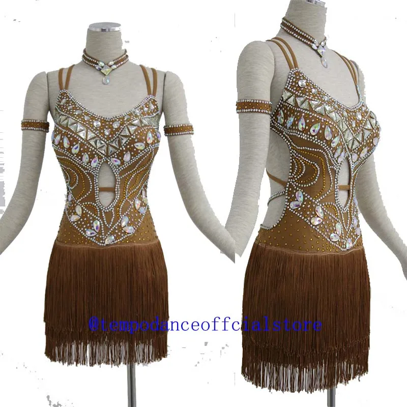 

Latin Dress Lady Latin Dance Dress Women Competition Latin Dress Girls Dress Latin Costume Rhinestones Red Dress Latin