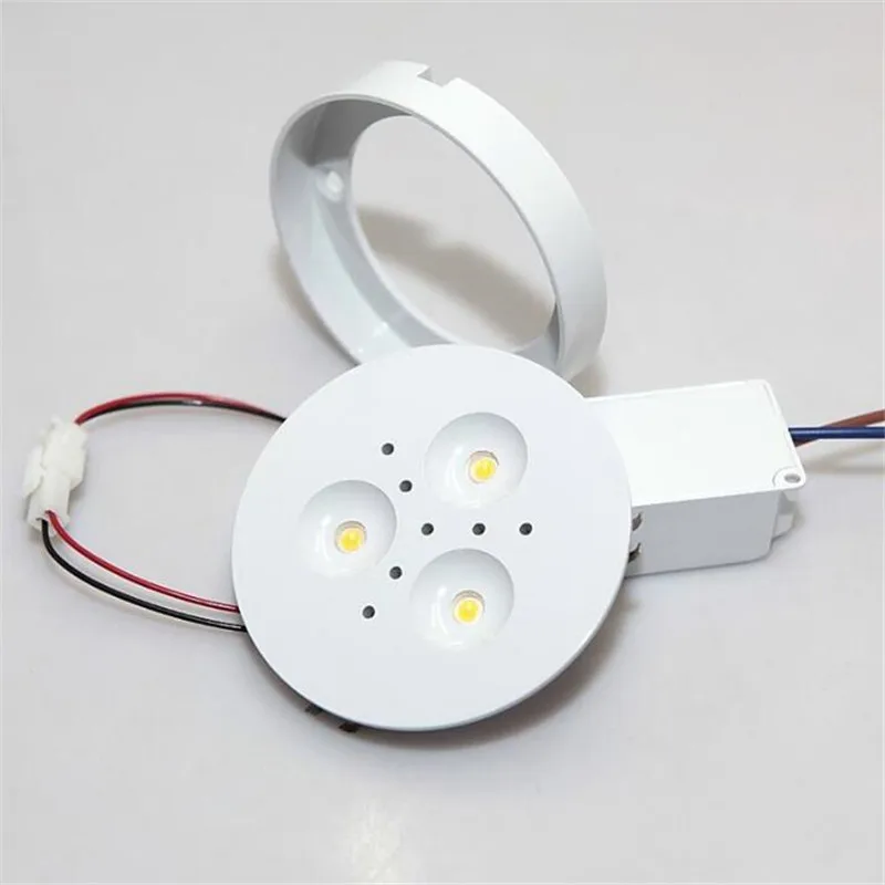 White/Silver Shell Super Bright 9W LED Puck Light 3x3W  800lm Cabinet Bulb Lamp 50PCS/Lot