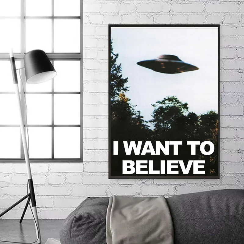 I WANT TO BELIEVE UFO TV Series Canvas Painting Wall Art Nordic Posters and Prints Wall Pictures for Living Room Decoration