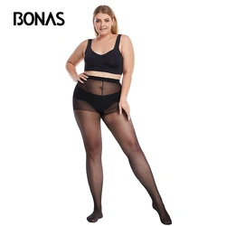 BONAS 20D Tights Plus Size tights stocking Elasticity Spandex Resistant Women Stockings Collant Femme black tights Sexy Top 3XL