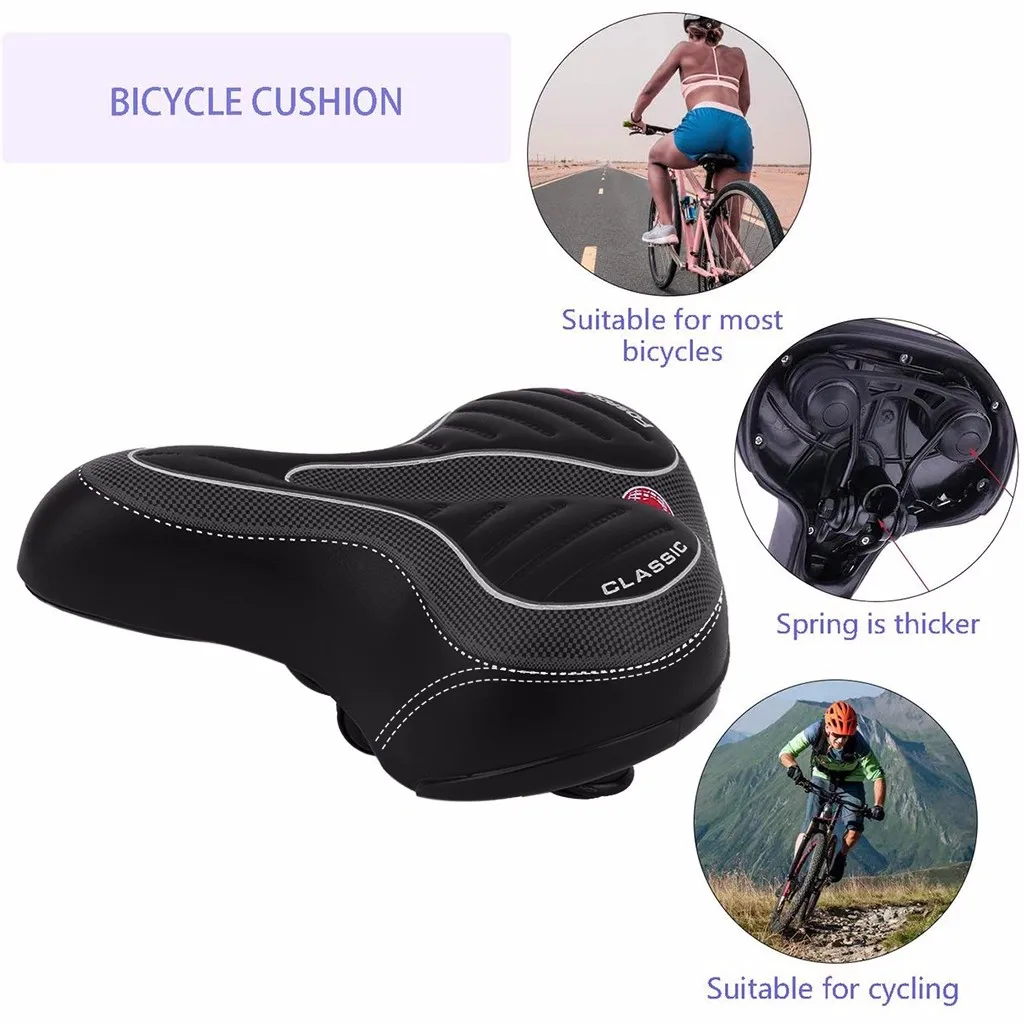 Comfortable Wide Big Bum Bike Bicycle Gel Cruiser Extra Sporty Soft Pad Saddle Seat Suitable For Any Type Of Bike