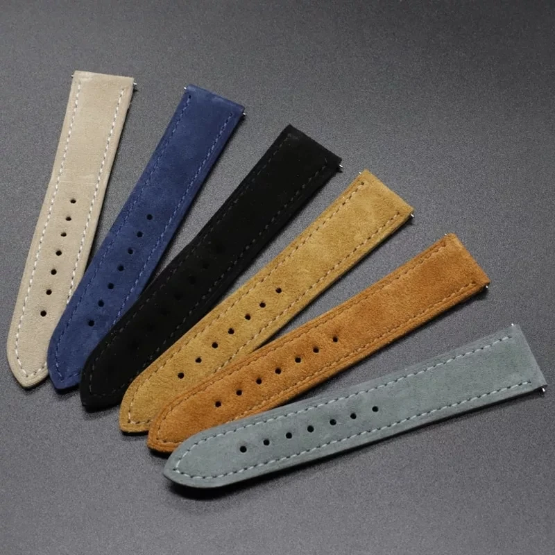 Onthelevel Leather Watchband Suede Vintage Watch Strap 18mm 19mm 20mm Tan Brown Gray Blue Soft Wristband Belt Accessories #BF