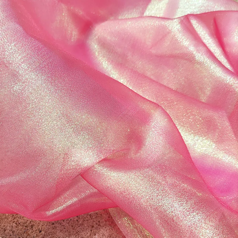 Sparkle Shiny Fabric, Magic Iridescent Organza, Holographic Translucent Cloth