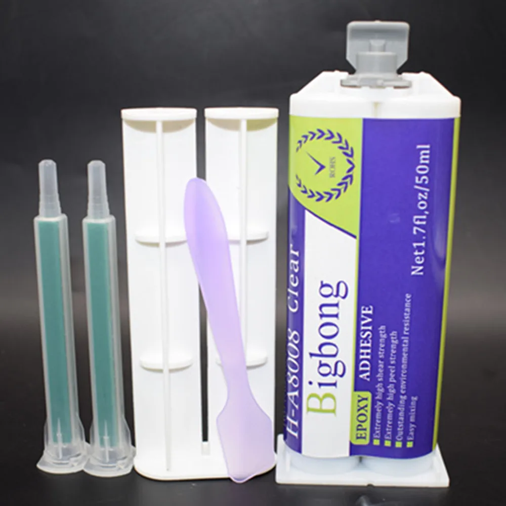 50 ml transparentes Epoxidharz, klare Epoxidharz-Mischung 1:1, struktureller AB-Klebstoff, 2 Stück statische Mischdüsen, Handpumpe und Mischspatel. – Detail 8