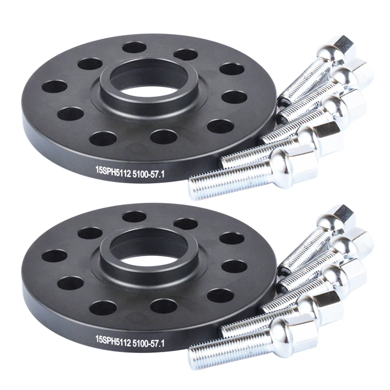 2PCS 15mm Car Wheel Spacer For Audi Volkswagen 5*112/5*100 Forged Aluminum Shims Tire Hub Spacers Shims STUD+M14*1.5 Lug Nut