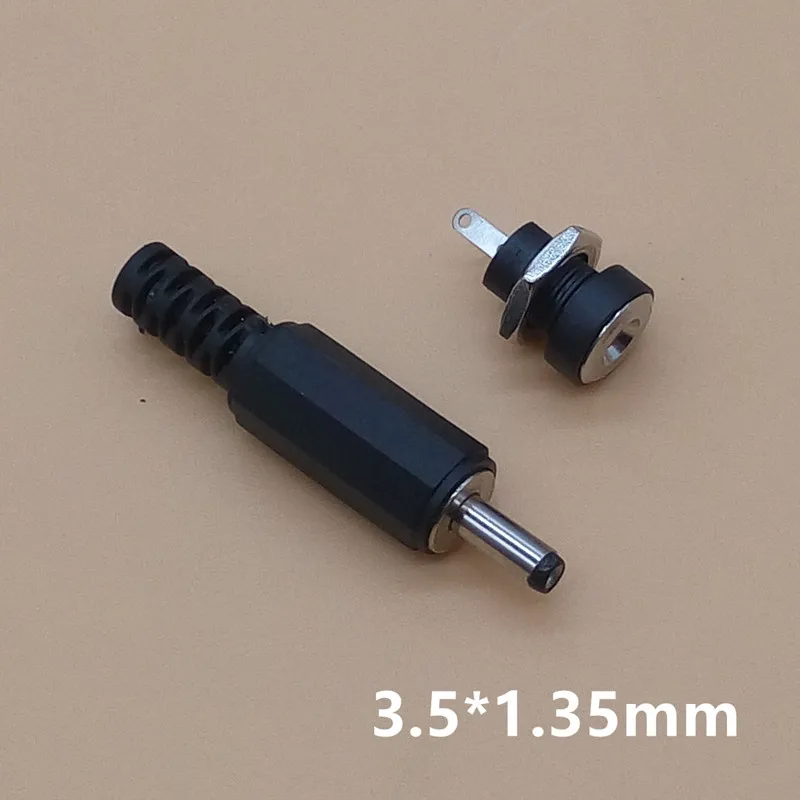 10PCS=5Pair DC Power Connector 1.3x3.5mm Female Plug Jack + Male Plug Jack Socket Adapter DC-022B 3.5*1.3mm