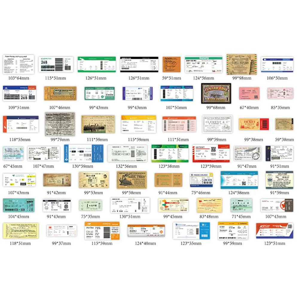 10/30/55PCS Airline Boarding Ticket Stickers Waterproof Skateboard Fridge Laptop Motorcycle Travel Luggage Classic Toy Sticker