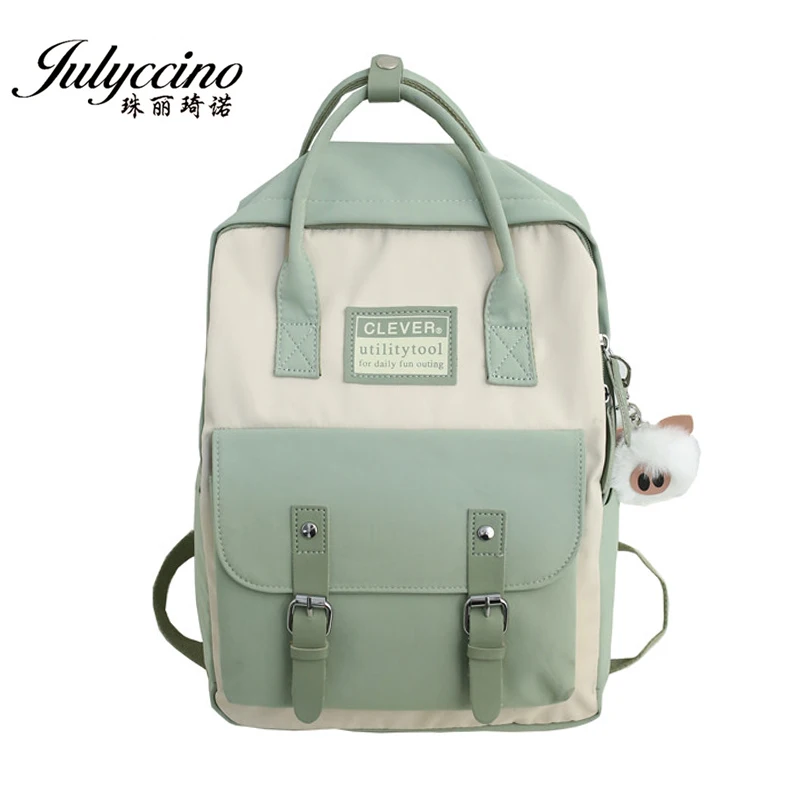 JULYCCINO-Mochila de nailon para mujer, morral escolar impermeable de Color caramelo para adolescentes y niñas, morral de retazos