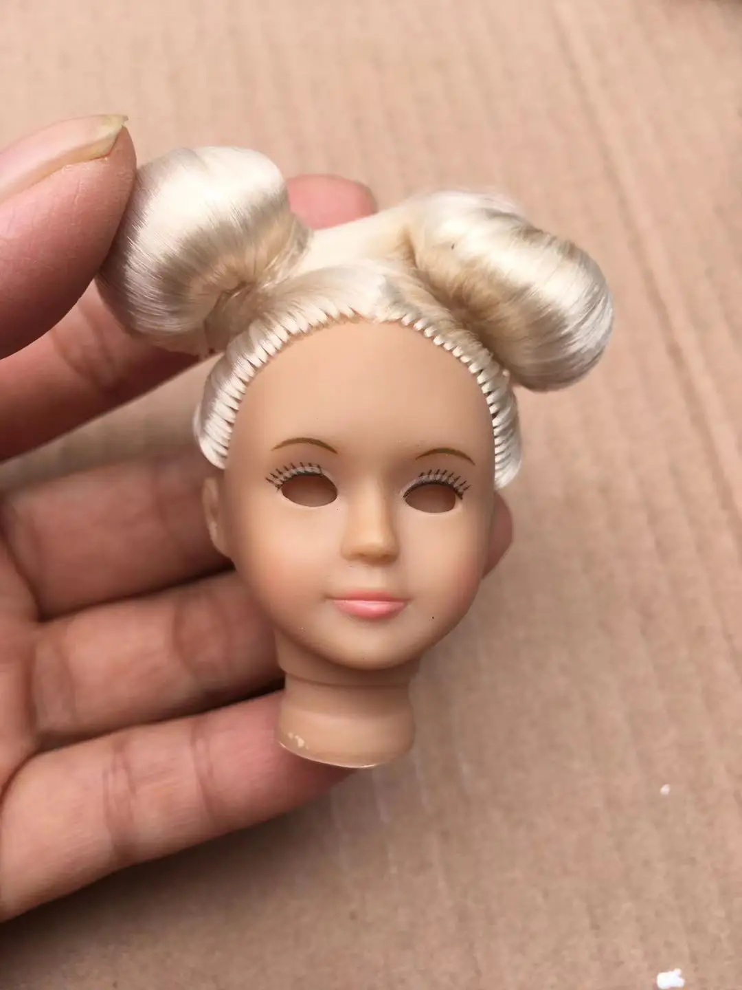 Mini Cute Doll Head No Eyes Original Quality Doll Part White Black Brown Hair Color Head DIY Dressing Doll Decors Accessories