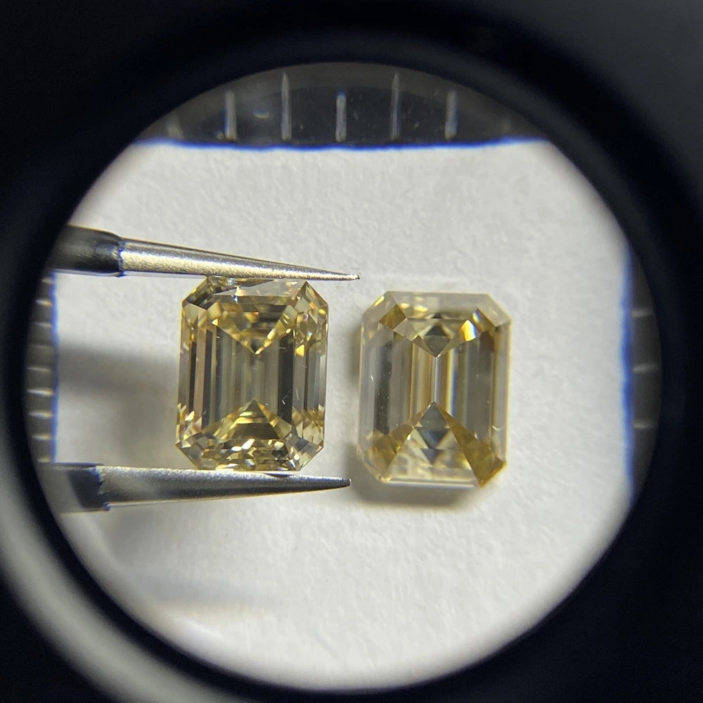 

Lab Created Emerald Cut Yellow Moissanite Diamonds 8x10mm 9x11mm Size Stone For Jewelry DIY