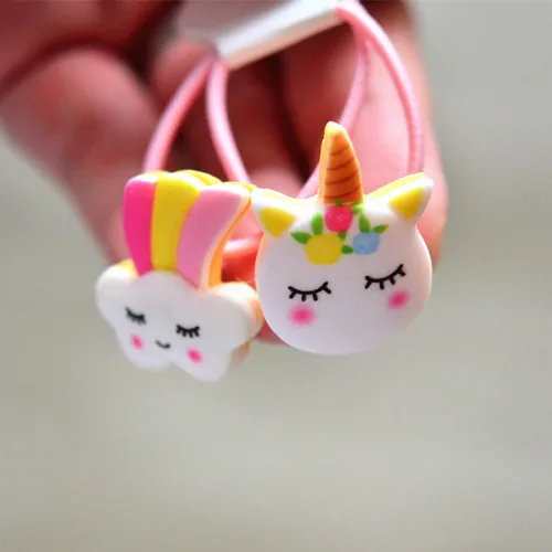 Bandas elásticas para el pelo para niña, accesorios para el pelo de caballo blanco arcoíris bonito, tocado de princesa, 2 piezas