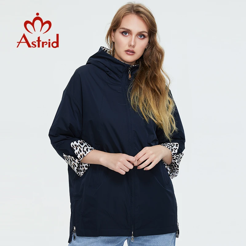 

Astrid 2022 Autumn Women's Jacket Oversize Double Sided Warm with hood zipper Leopard Coat Women Parkas Female Outerwear 9736