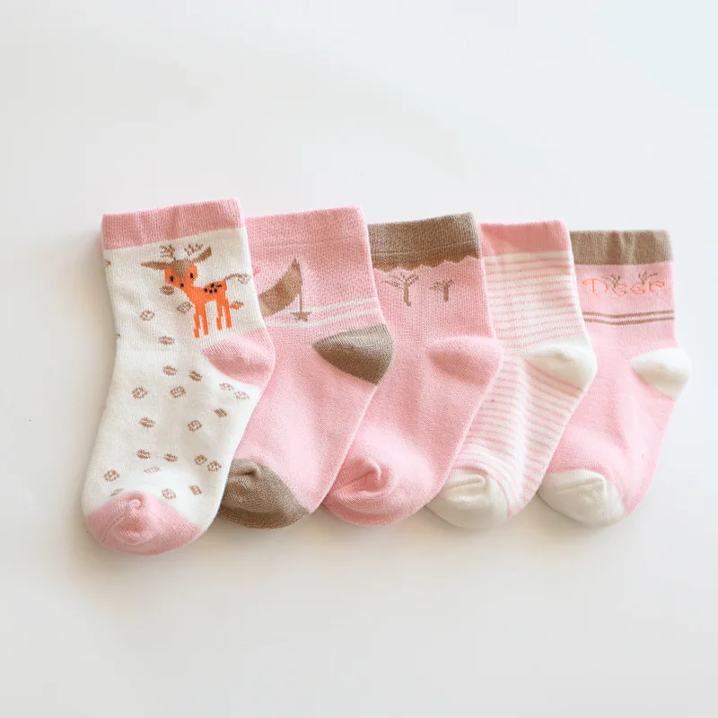 5 Pairs/Lot Children\'s Soft Cotton Socks Boy Girl Baby Cute Cartoon Teen Fashion Warm For 1-12 Years Autumn Winter New Kids Sock