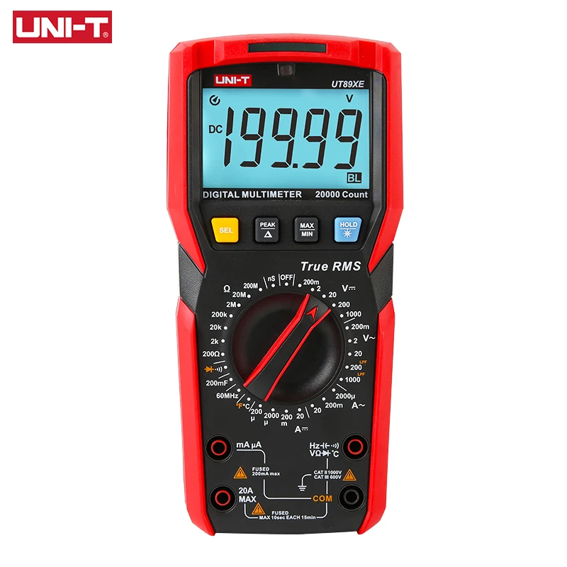 Imagem -02 - Multímetro Digital Testador Profissional True Rms Faixa Manual dc ac Voltímetro Amperímetro Capacitor Medidor de Temperatura Uni-t-ut89xe