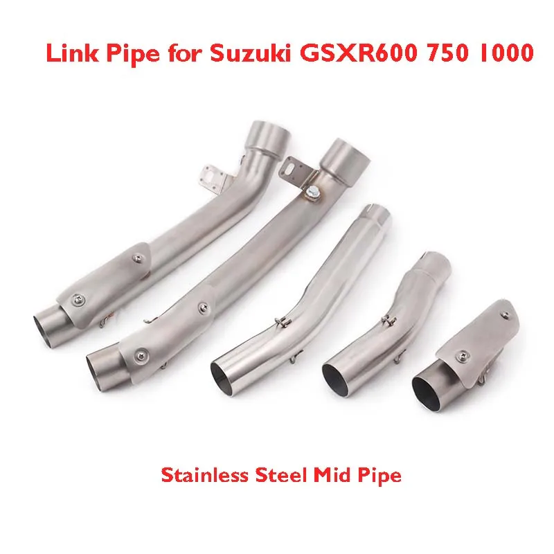 Slip on Motorcycle Exhaust Pipe Stainless Steel Connector Pipe Middle Mid Link Tube For Suzuki GSXR1000 GSXR600 GSXR750 Parts