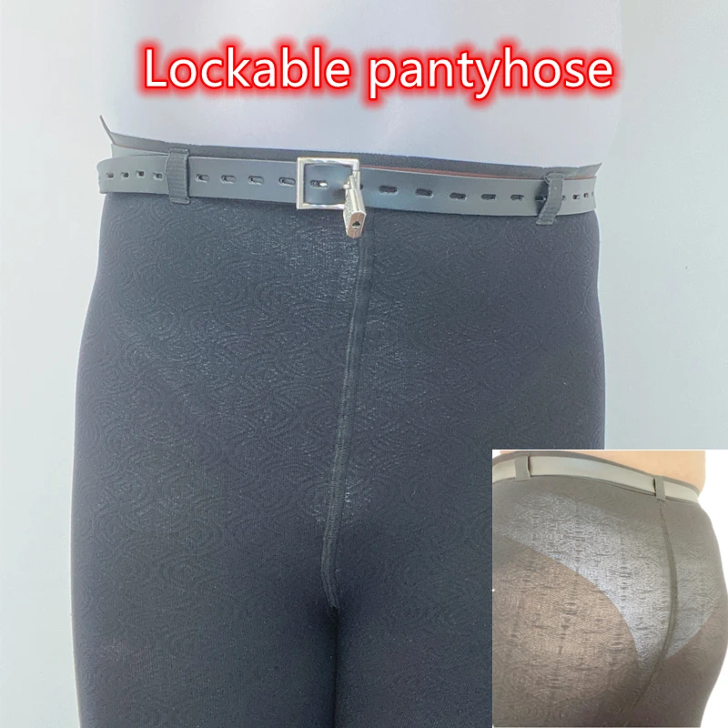 BDSM Lockable Sexy Pantyhose Crotchless Stockings Fetish For Women And Men Lock Belt Bondage Gear Role Play