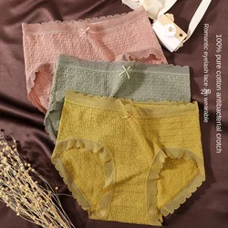 French Style Women's Underwear Sexy Lace Panties Panty Summer Fashion Comfort Briefs High Waist Seamless Cotton Underpants