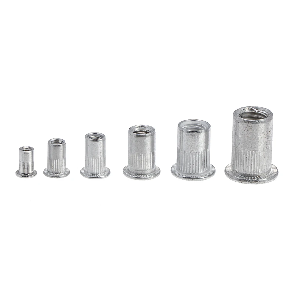 300Pcs M3 M4 M6 M8 M10 Flat Head Rivet Nuts Set Aluminum Alloy Rivet Nuts Nut Insert Riveting Set