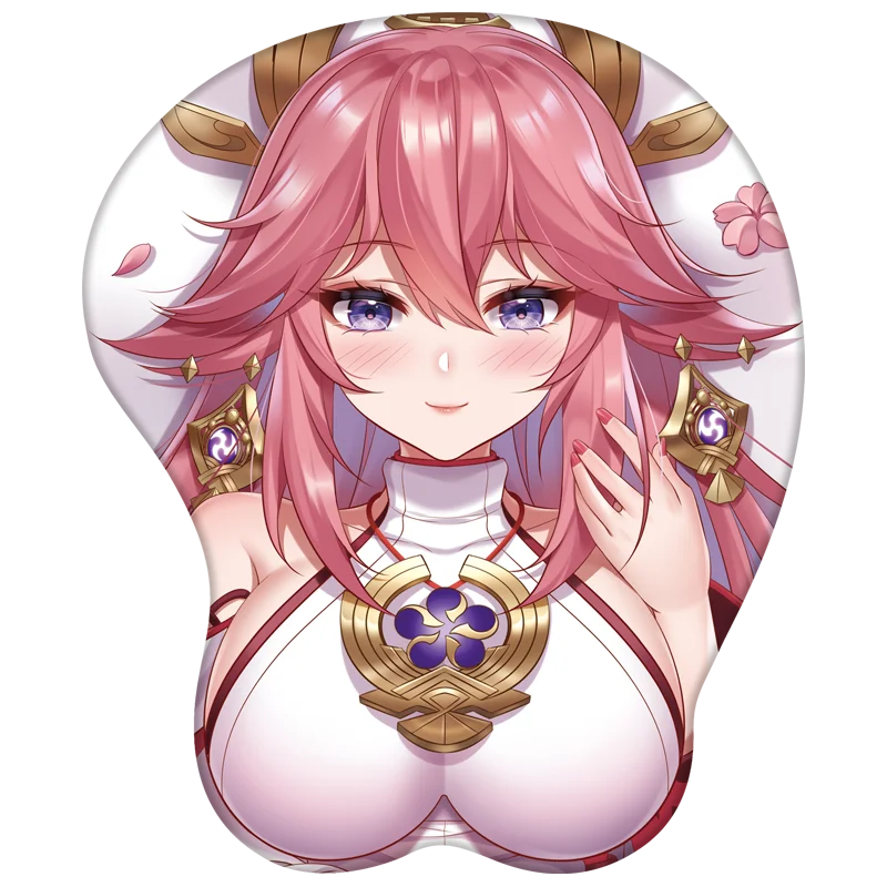 

Genshin Impact Yae Miko Kawaii Girl 3D Mouse Pad Mousepad Milk Silk Fabric Cushion Game Anime Accessories Wrist Rest Mat