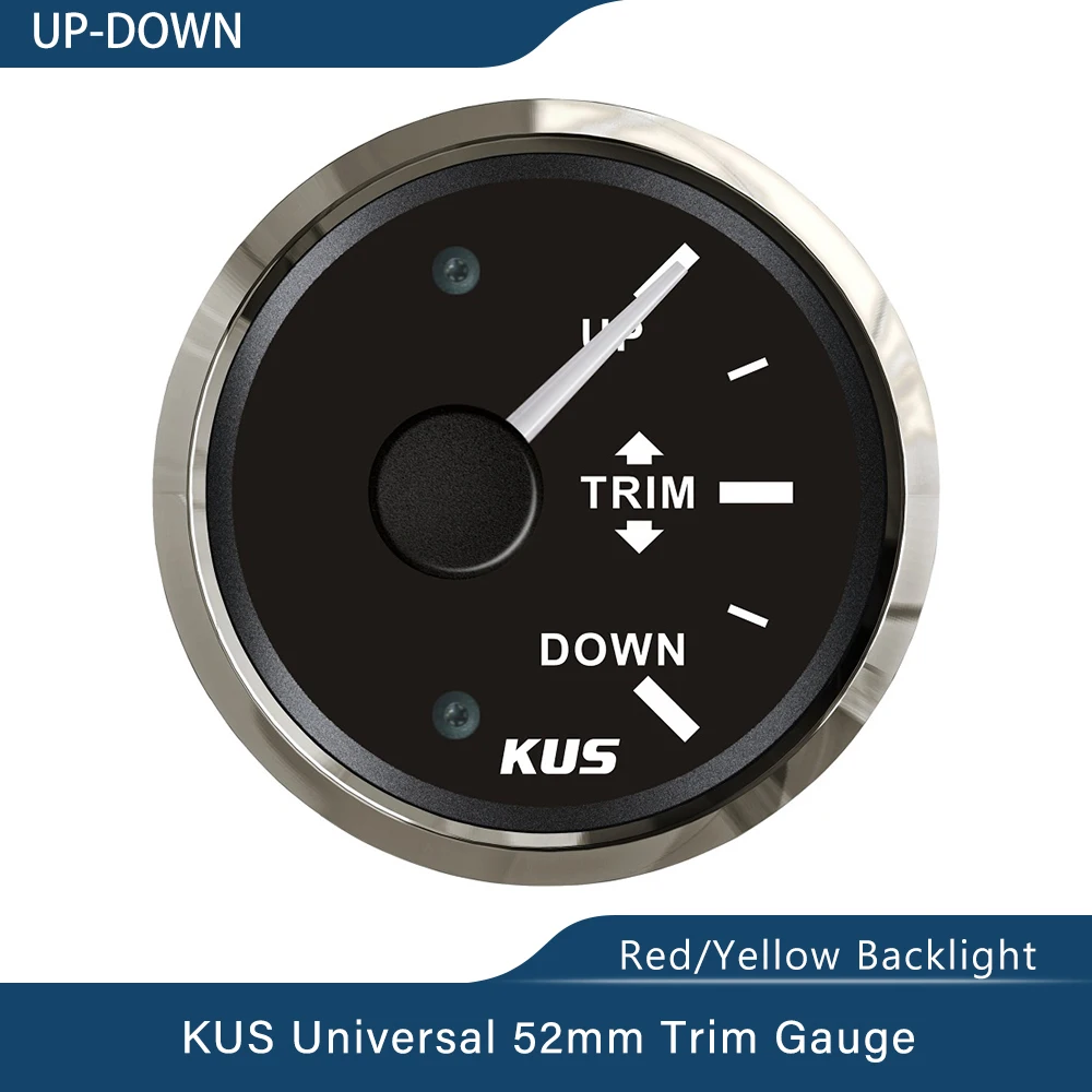 New KUS 52mm UP-DOWN DOWN-UP Boat Trim Gauge Marine Trim Tilt Indicator 0-190ohm For Boat Red and Yellow Available Backlight